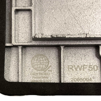 Close-up of Royu Duplex Universal Outlet with Ground 16A showing embossed certification and model details