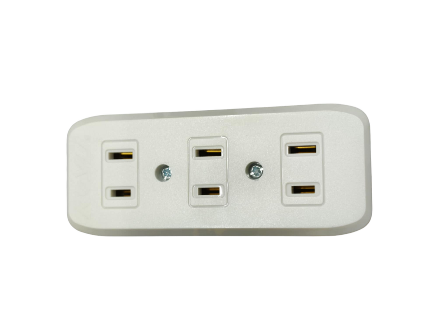 Royu 3 gang flat pin outlet white surface mount triple socket power point with visible screws