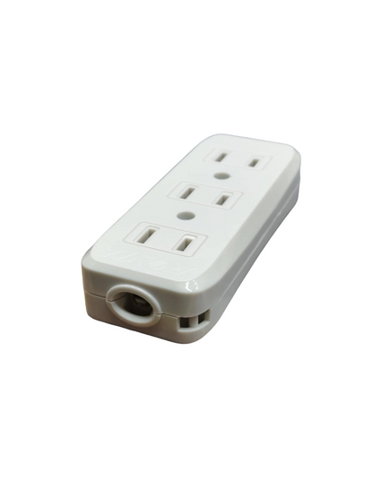 Royu 3 gang flat pin outlet compact white plastic multi plug adapter with cable entry for home and office
