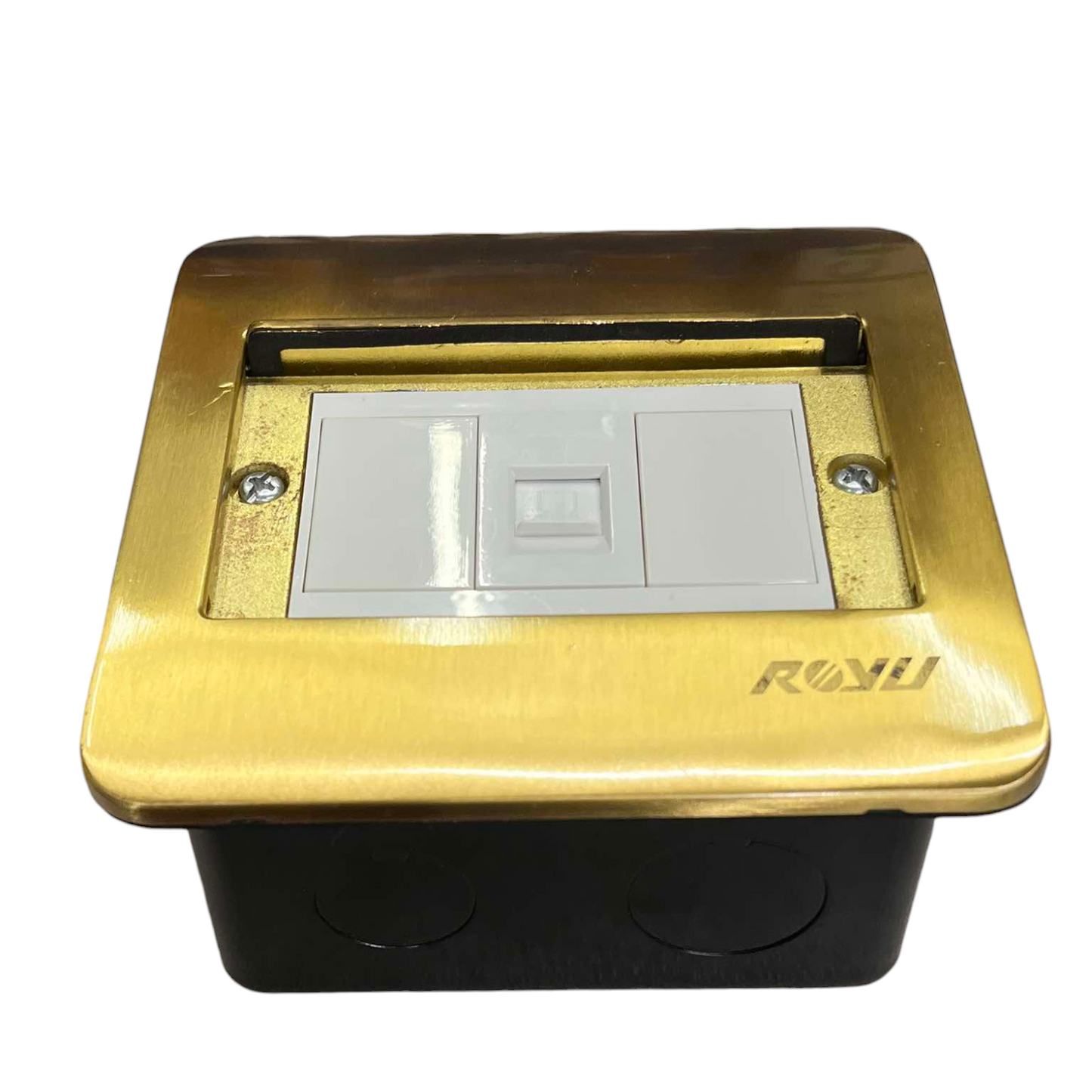 Royu Floor Outlet 1 Gang LAN Outlet with brass cover for network connectivity and power points