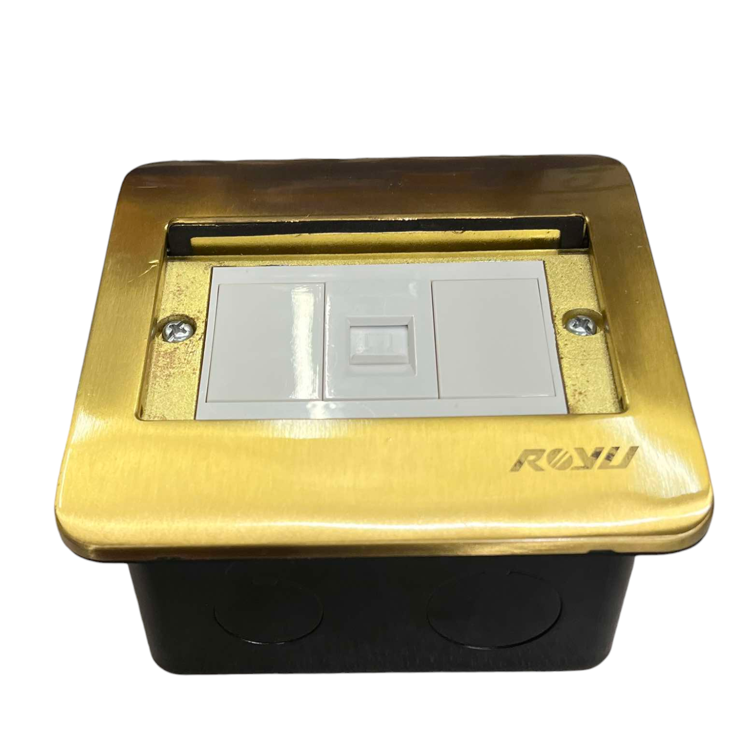 Royu Floor Outlet 1 Gang LAN Outlet with brass cover for network connectivity and power points