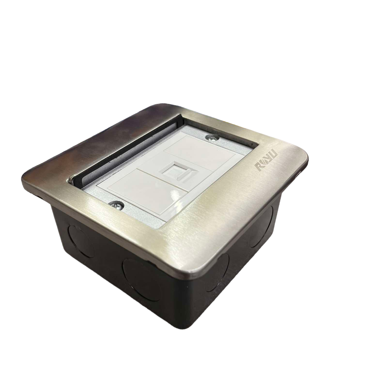 Royu Floor Outlet 1 Gang LAN Outlet with stainless steel frame and white port cover