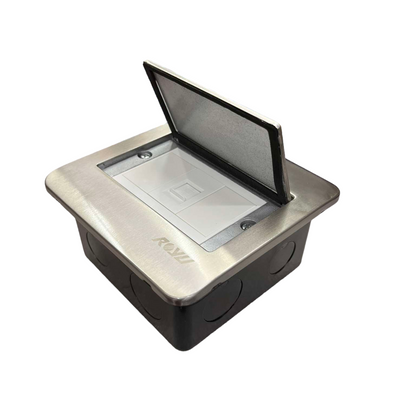 Royu Floor Outlet 1 Gang LAN Outlet with stainless steel cover and black plastic housing