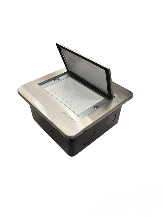 Royu Floor Outlet 1 Gang LAN Outlet with stainless steel cover and black plastic housing