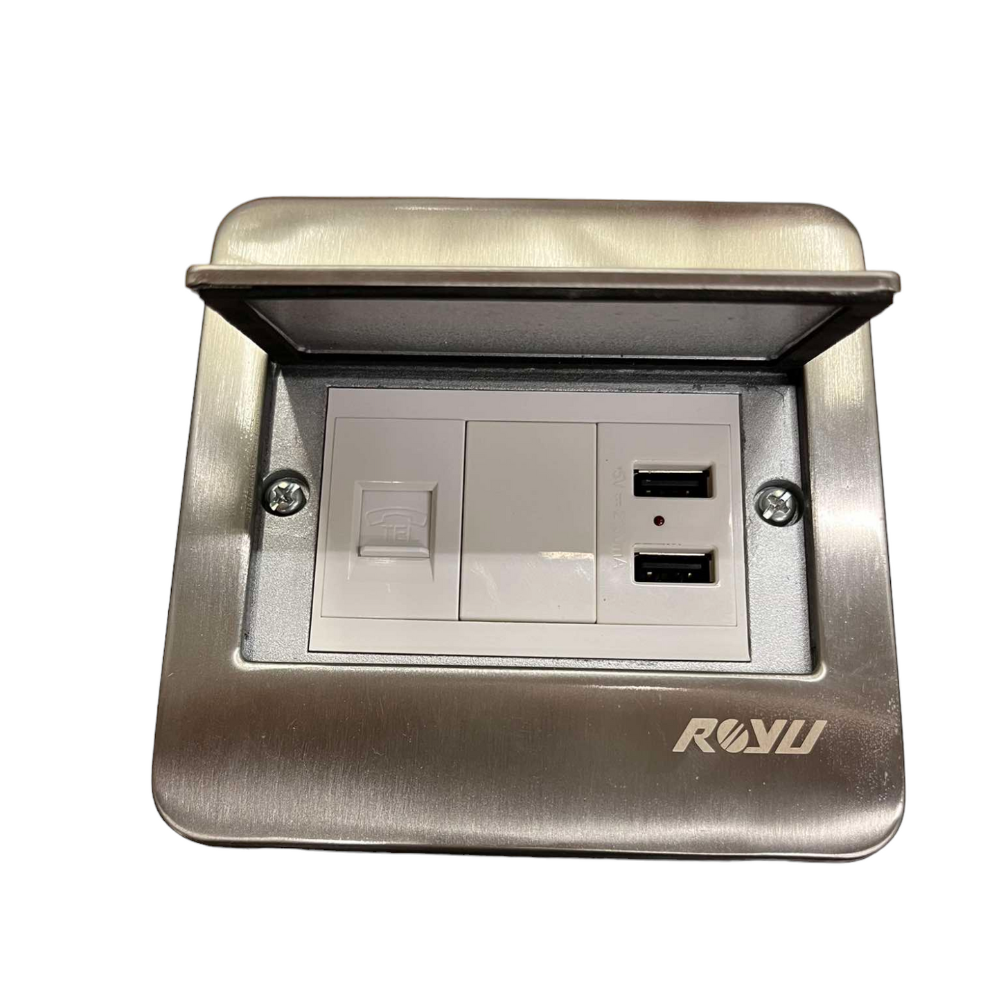Royu Floor Outlet 2 Port USB Outlet 2100mAh with metal cover and dual USB ports