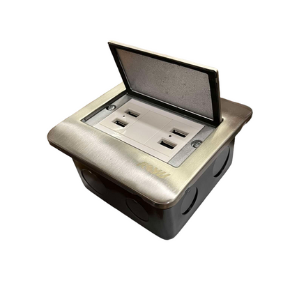 Royu Floor Outlet 4 Port USB Outlet with metal cover and multiple power sockets for convenient charging