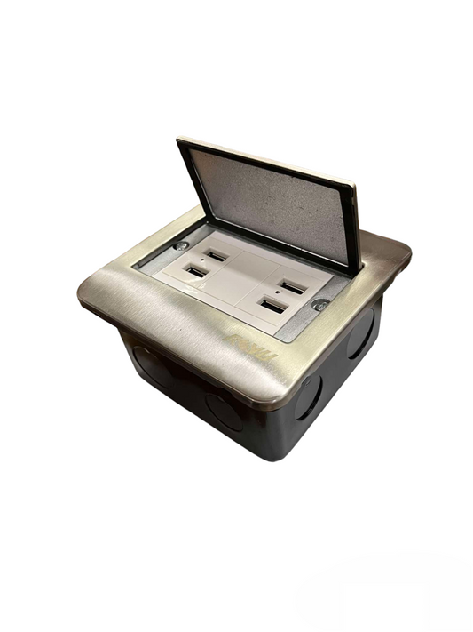 Royu Floor Outlet 4 Port USB Outlet with metal cover and multiple power sockets for convenient charging