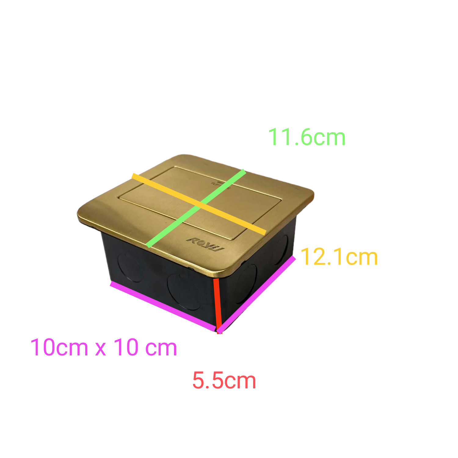 Royu Floor Outlet 6 Port USB Outlet with brass cover and compact black base for power connectivity
