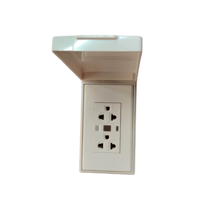 Royu GFCI outlet 20A 220V with protective cover and dual power sockets in white