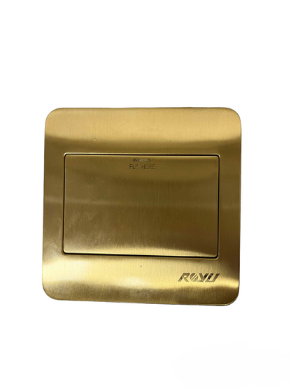 Royu Gold Plate Floor Outlet Voice and Data with sleek brushed gold finish and flip cover