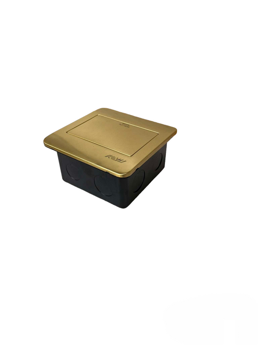 Royu Gold Plate Floor Outlet Voice and Data with a sleek gold finish and black base
