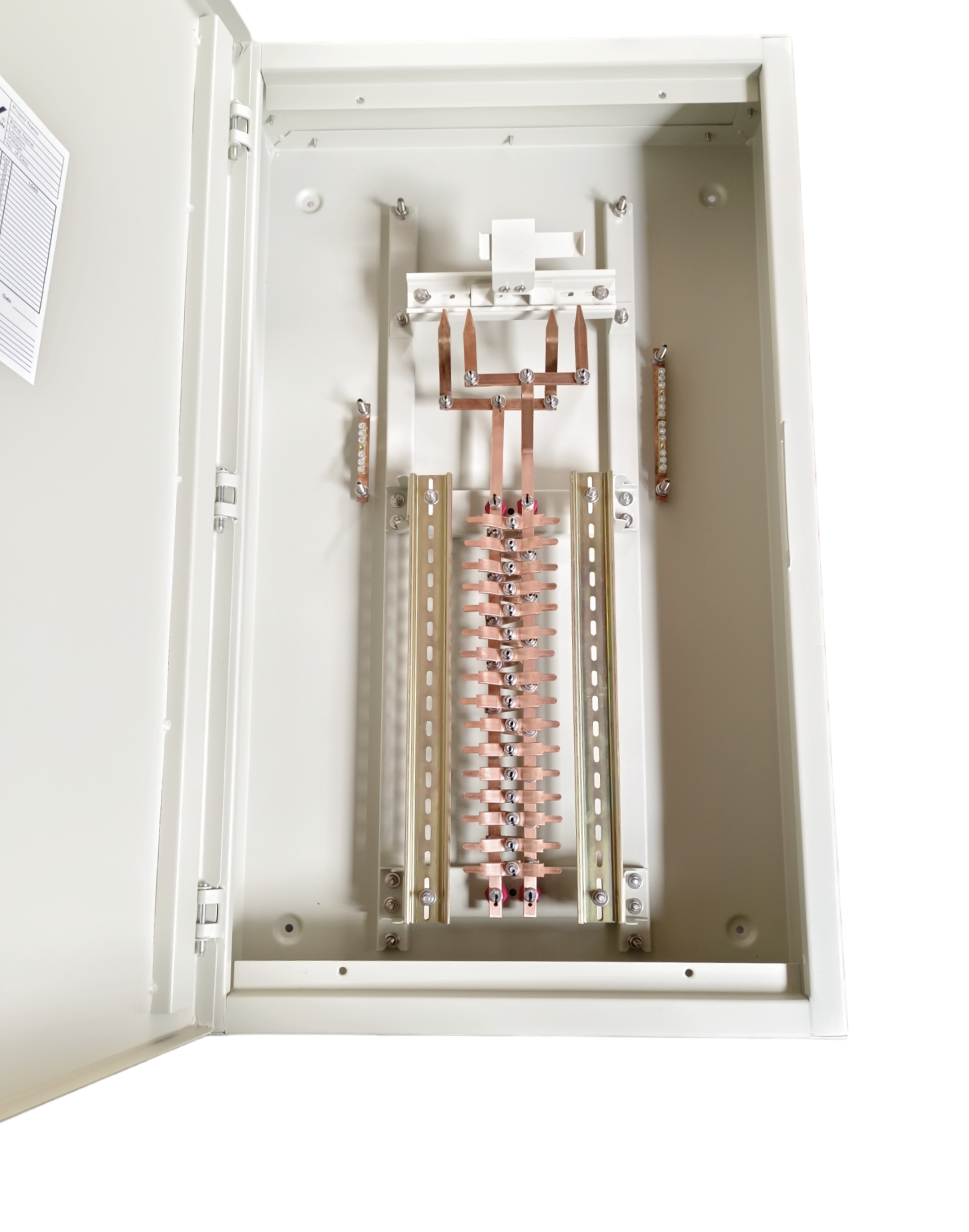 Royu MTS Main Miniature with Interlock 16 Branches electrical circuitry with copper connections inside a white metal enclosure
