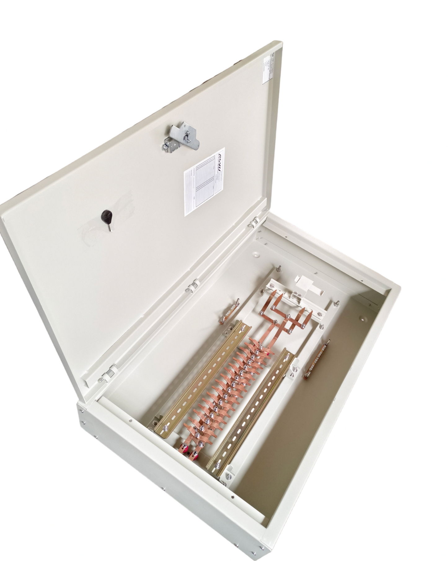 Royu MTS Main Miniature with Interlock 16 Branches electrical circuit box with open metal enclosure and interior copper wiring