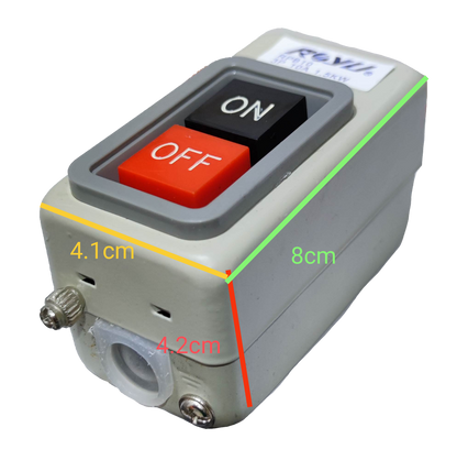 Royu Push Button Switch 10A 250V 3 Pole with red off and black on buttons for power control