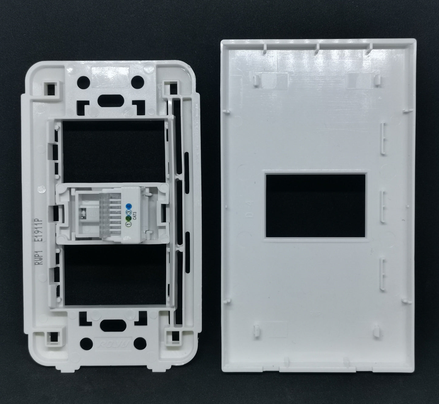 Royu 1 gang telephone outlet white plastic faceplate and mounting bracket with single rectangular opening