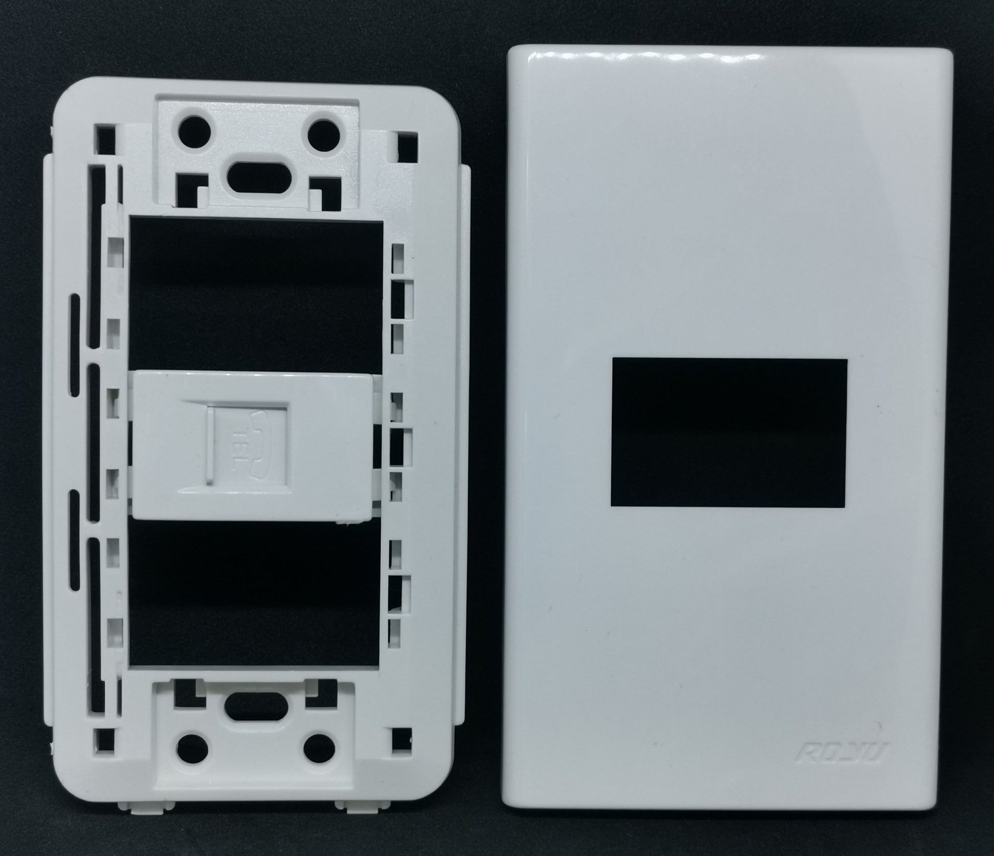 Royu 1 gang telephone outlet white single port wall plate and mounting bracket set