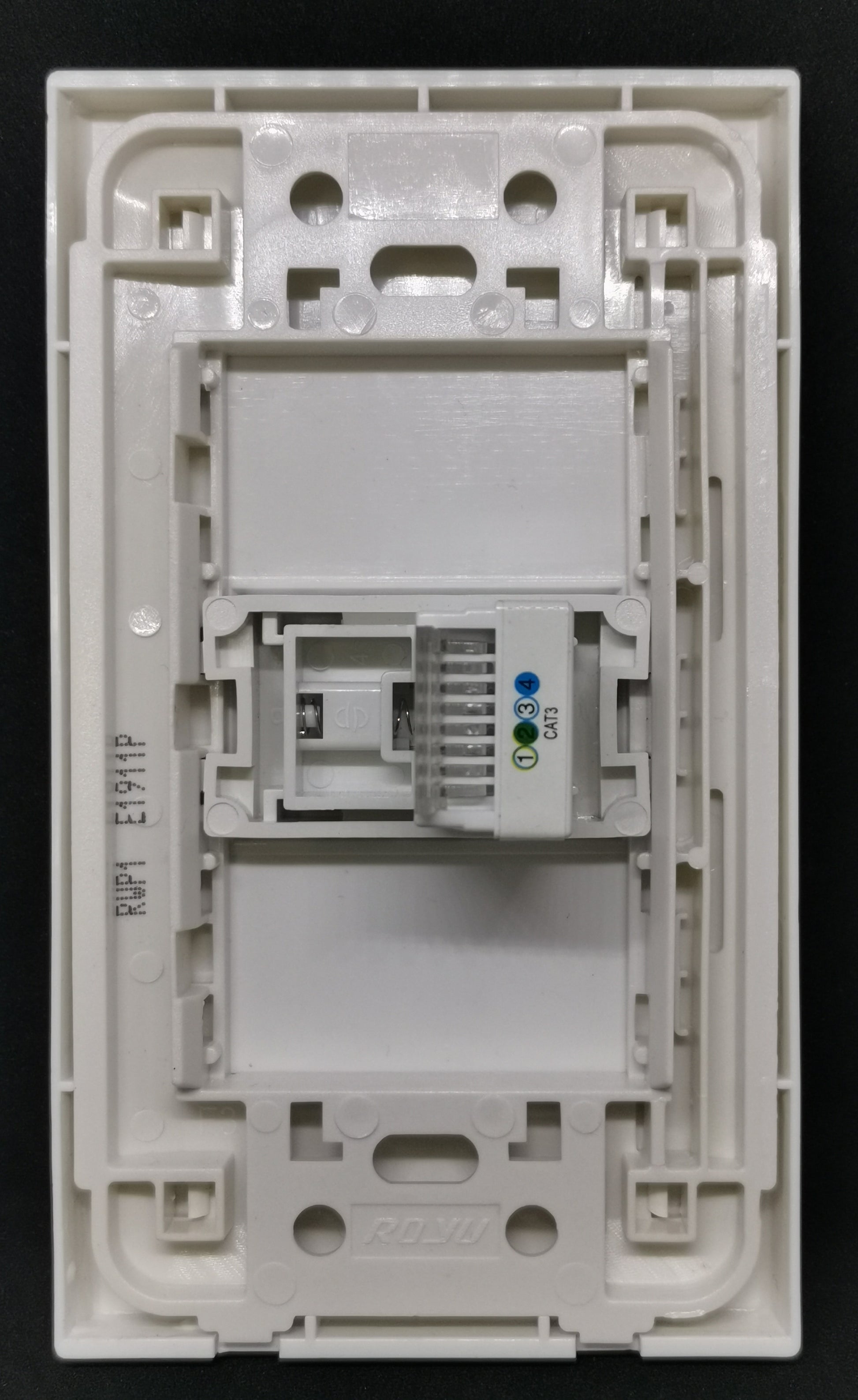 Royu 1 gang telephone outlet white plastic recessed wall plate with punch down terminal block and mounting frame