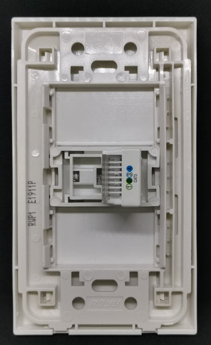 Royu 1 gang telephone outlet white plastic recessed wall plate with punch down terminal block and mounting frame