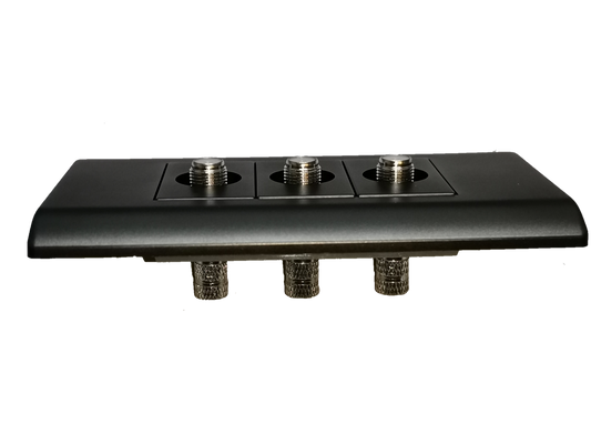 Royu 3 gang cable TV outlet matte black wall plate with three coax F connectors for TV and cable connections