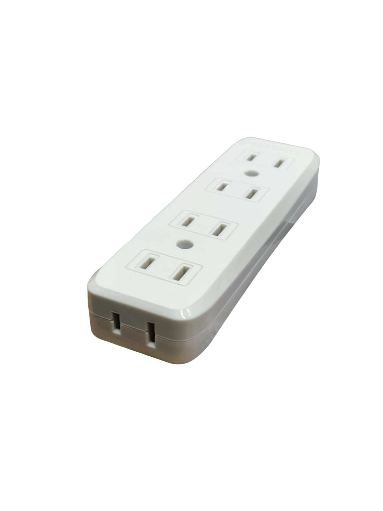 Royu 4 gang flat pin outlet white power strip with four flat pin sockets and compact low profile design