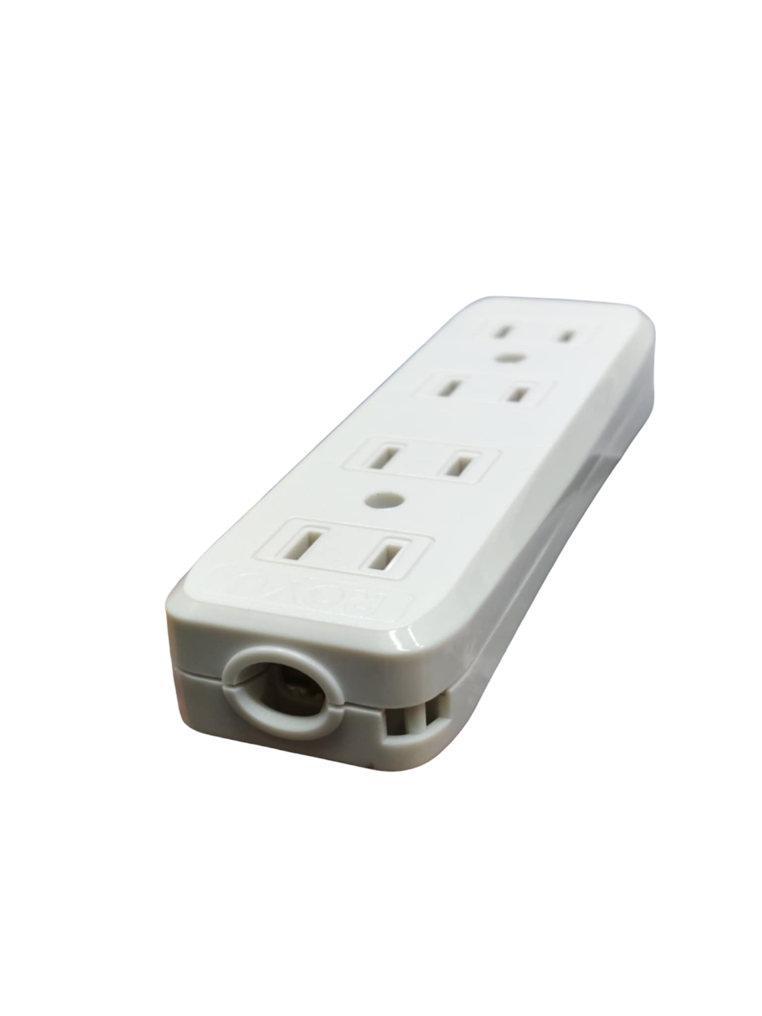 Royu 4 gang flat pin outlet white power strip with multiple flat pin sockets and compact inline design