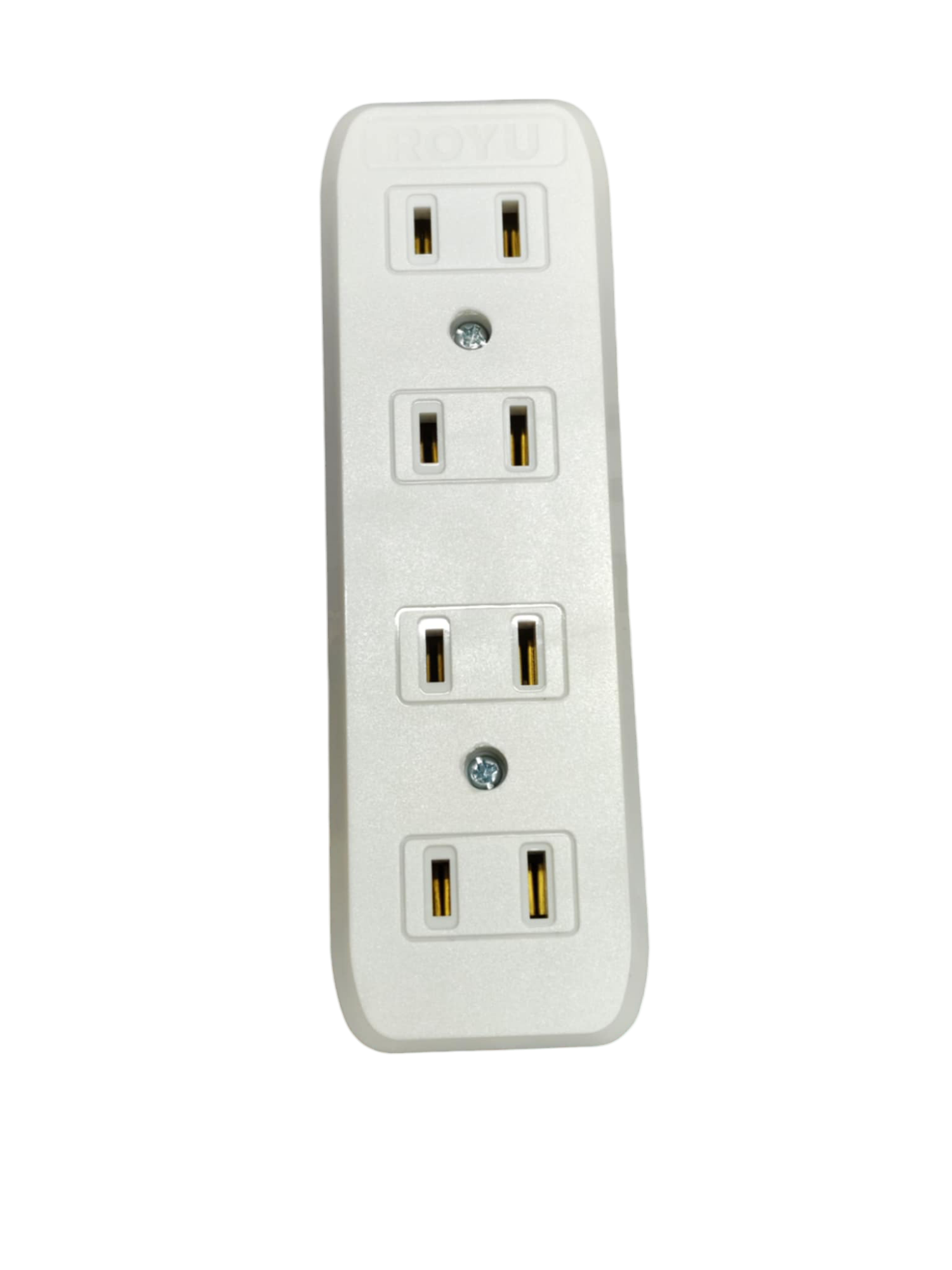Royu 4 gang flat pin outlet white vertical power strip with four sockets and wall mounting holes