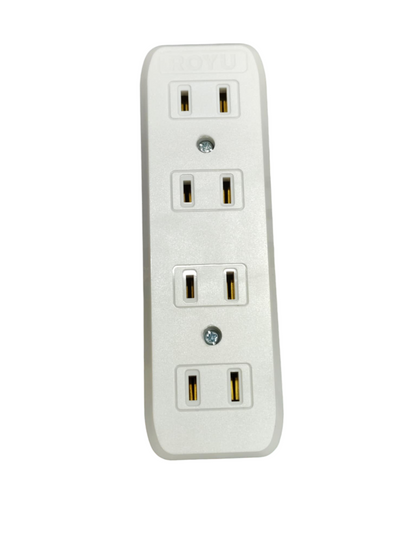 Royu 4 gang flat pin outlet white vertical power strip with four sockets and wall mounting holes