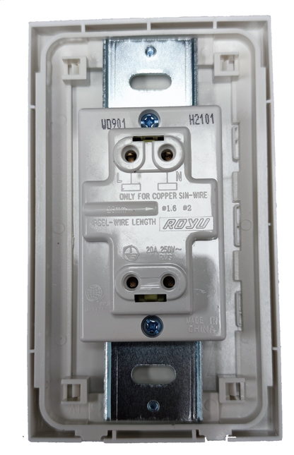 Royu Aircon Outlet with Plate white recessed air conditioning power point on metal mounting bracket