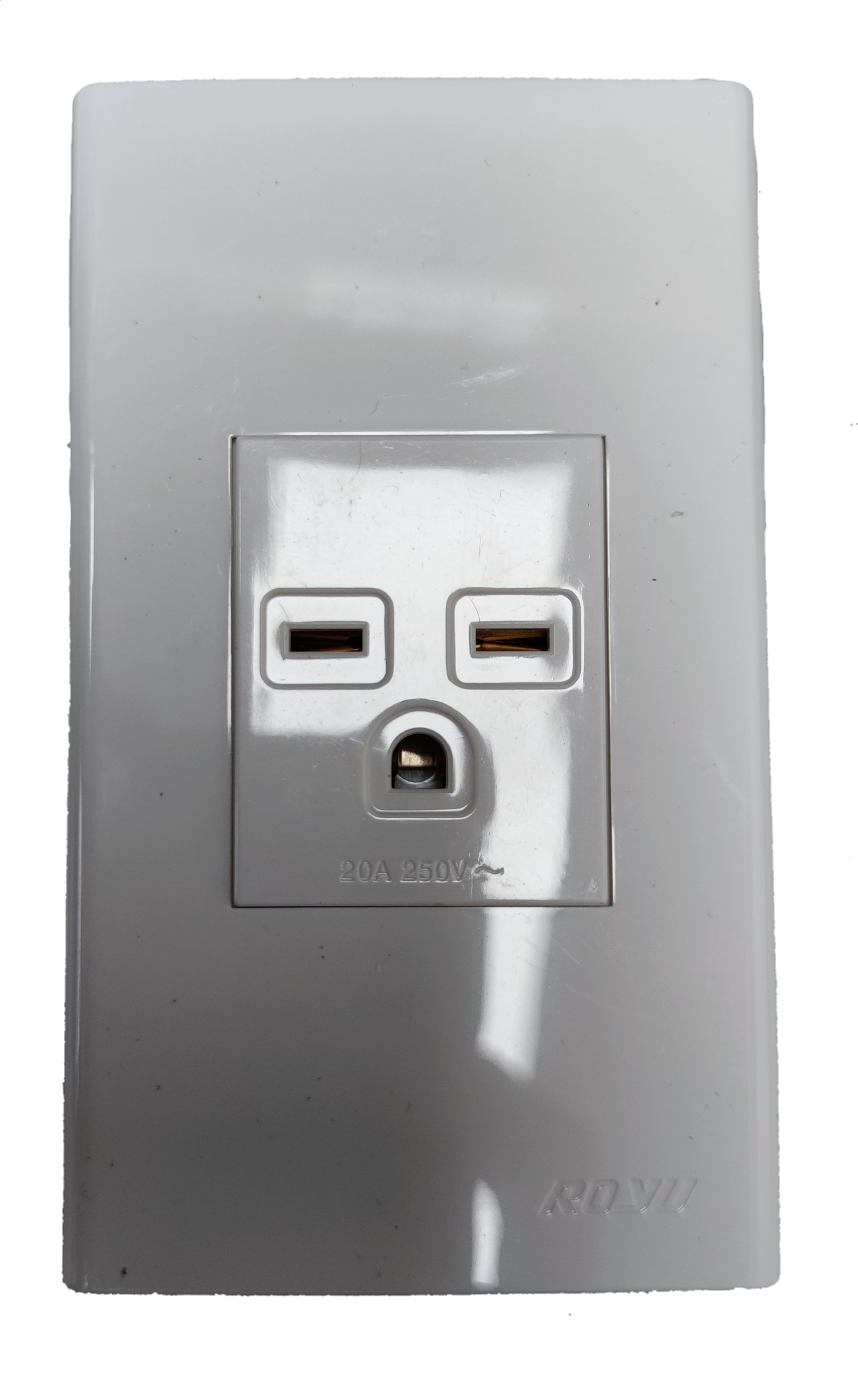 White Royu Aircon Outlet with Plate single socket with earth pin for wall mounted air conditioner power