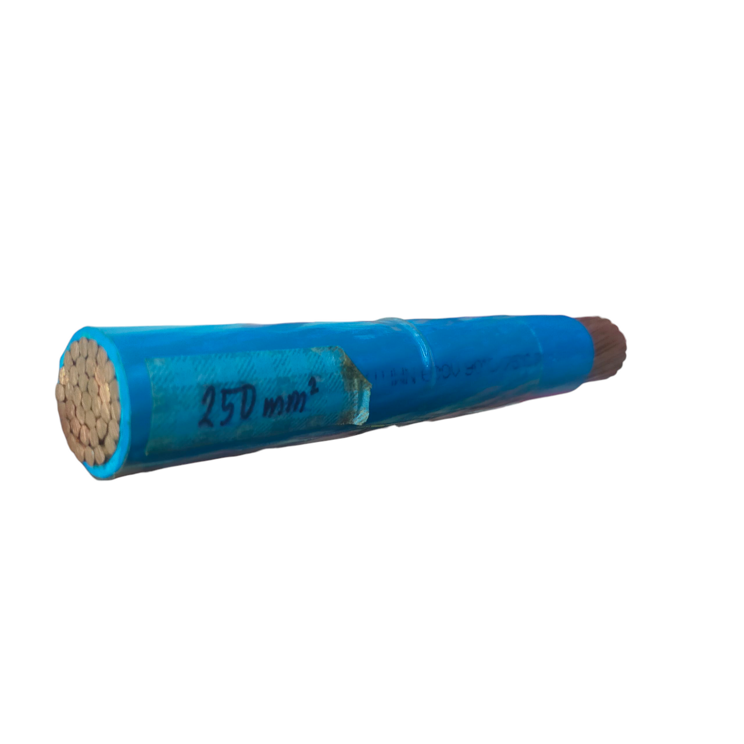 Royu THHN Wire 250mm Stranded blue insulated flexible copper conductor cut end showing strands