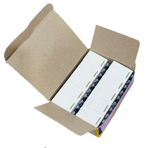 Royu RWS1-A switch 10 pack neatly arranged inside an open cardboard box from Electx Electrical Supply
