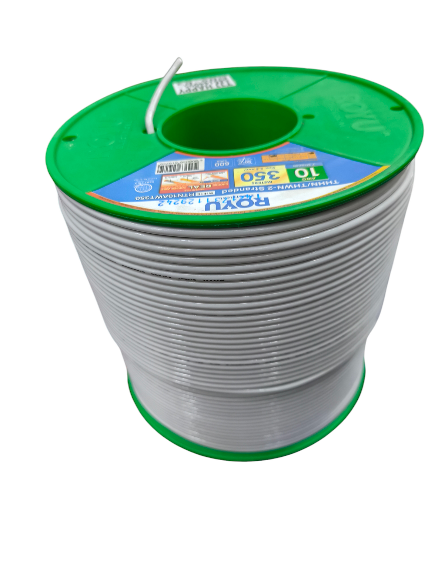 Royu Stranded Wire AWG 10 White - 5 Meters on a spool, ideal for various electrical projects