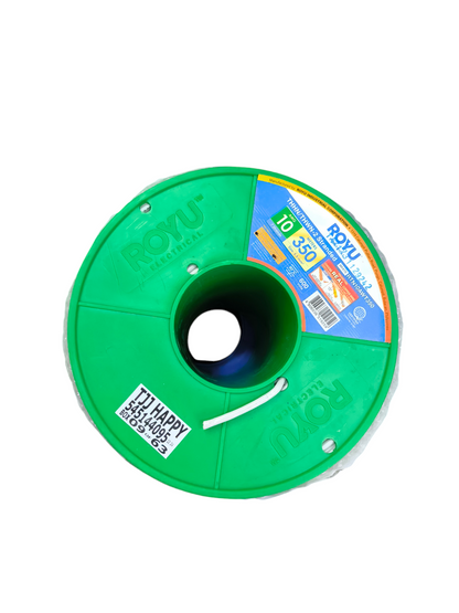 Royu Stranded Wire AWG 10 White - 5 Meters on a Green Reel for Electrical Projects