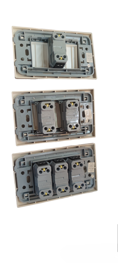 Royu Switch Flush Type 1 Way 10A 250V showing back view of electrical switch panels with multiple switches