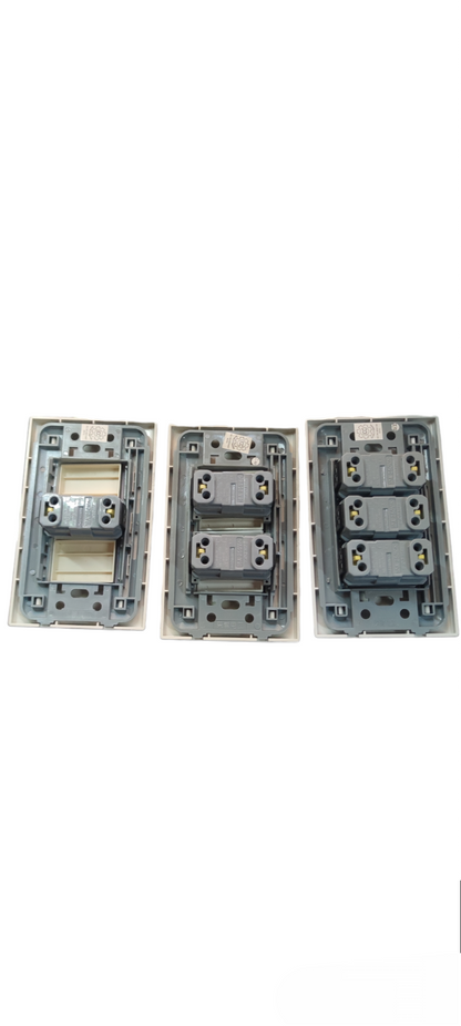 Royu Switch Flush Type 1 Way 10A 250V showing three back panels with different switch configurations