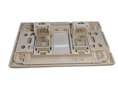 Royu Telephone Outlet 2 Gang electrical circuitry part with dual phone line ports in beige plastic casing