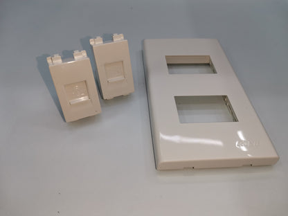 Royu Telephone Outlet 2 Gang white double socket panel with two modular telephone jacks