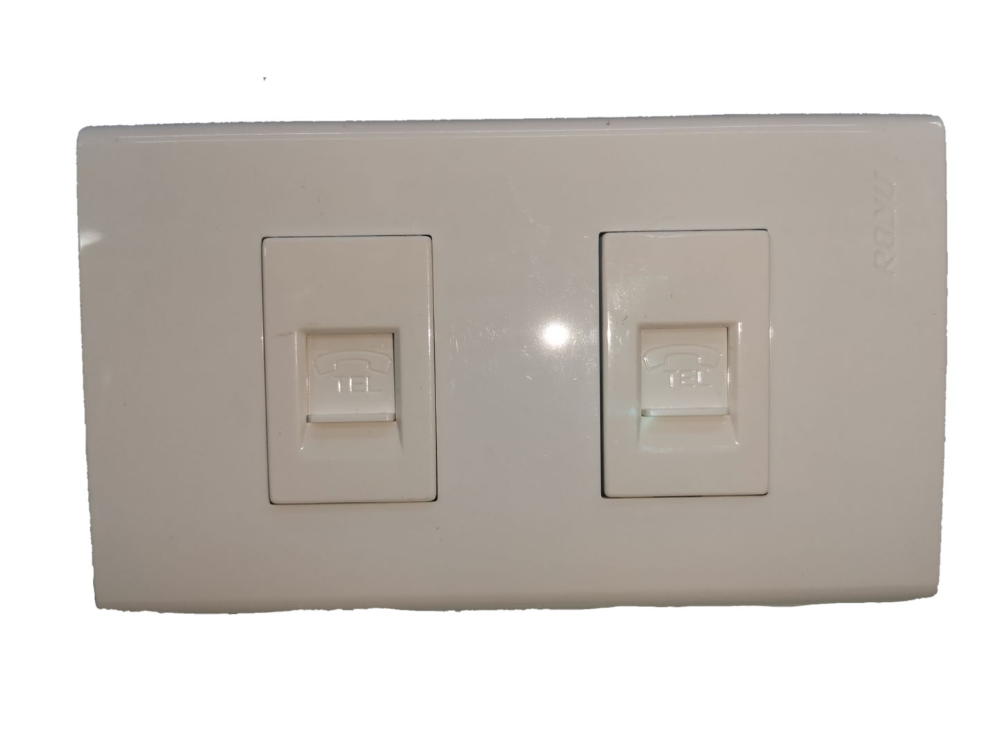 Royu Telephone Outlet 2 Gang white dual port wall socket for telephone connections
