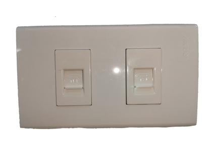 Royu Telephone Outlet 2 Gang white dual port wall socket for telephone connections