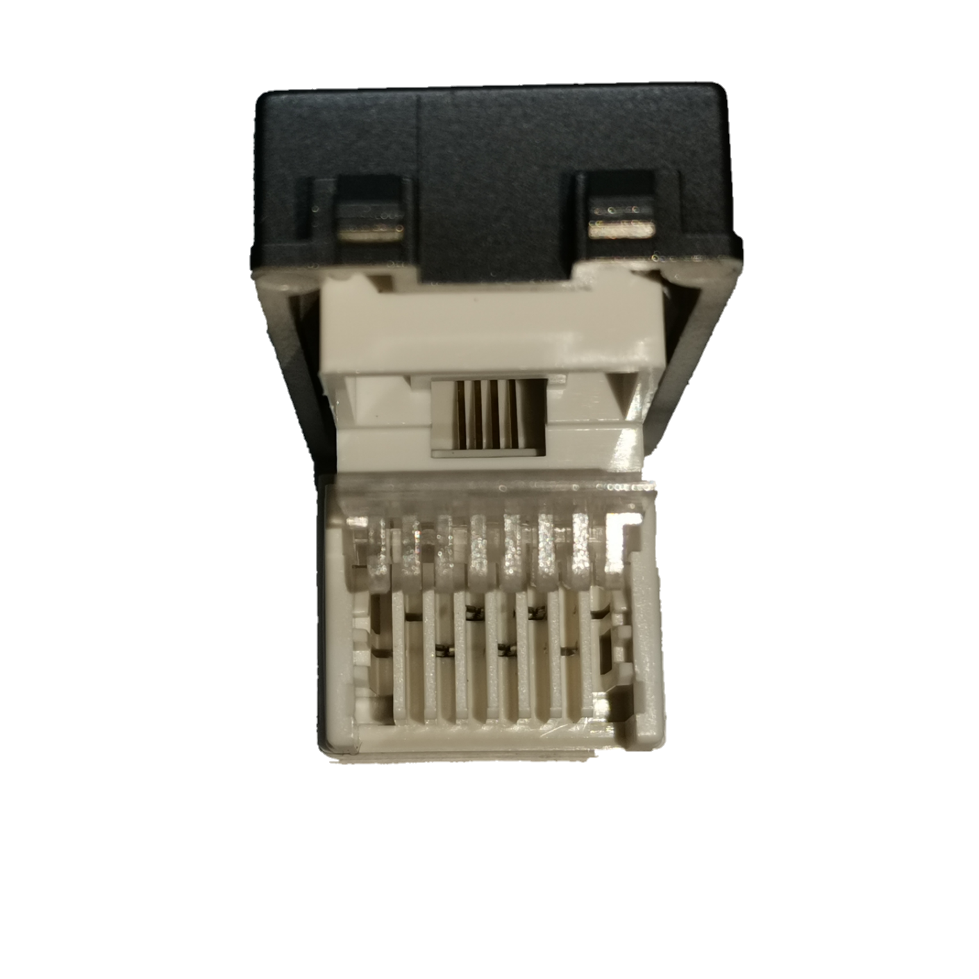 Royu Telephone Outlet Dark Gray with open RJ11 connector for telephone wiring and connections