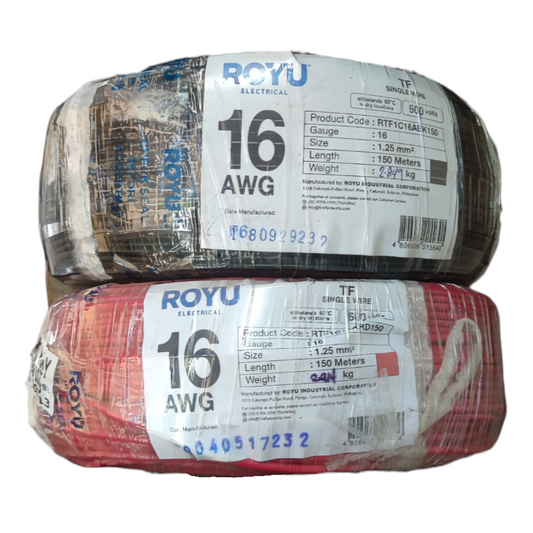 Royu TF Wire 16 1.25mm 1 Roll 16 AWG electrical wires in black and red colors for wiring and adapters