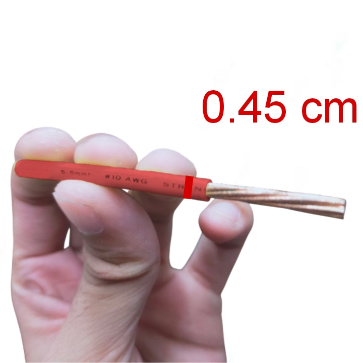 Royu THHN THWN Wire AWG 10 - 10 meters Red stranded copper conductor with red insulation held between fingers