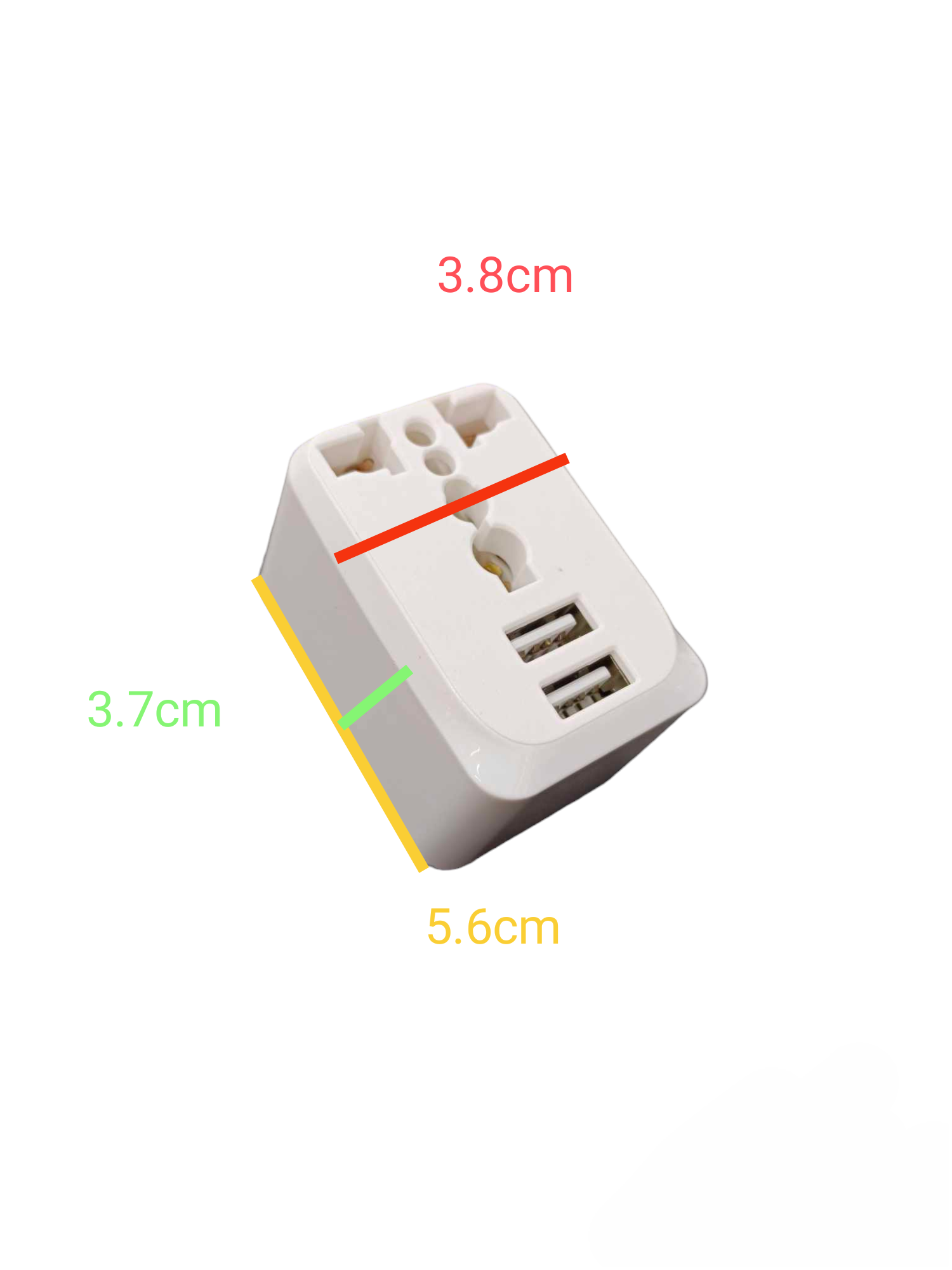 Royu Travel Adaptor with Universal Outlet featuring dual USB ports and compact design