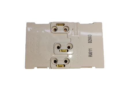 Royu Universal Duplex Outlet with Shutter white electrical power point showing back connectors