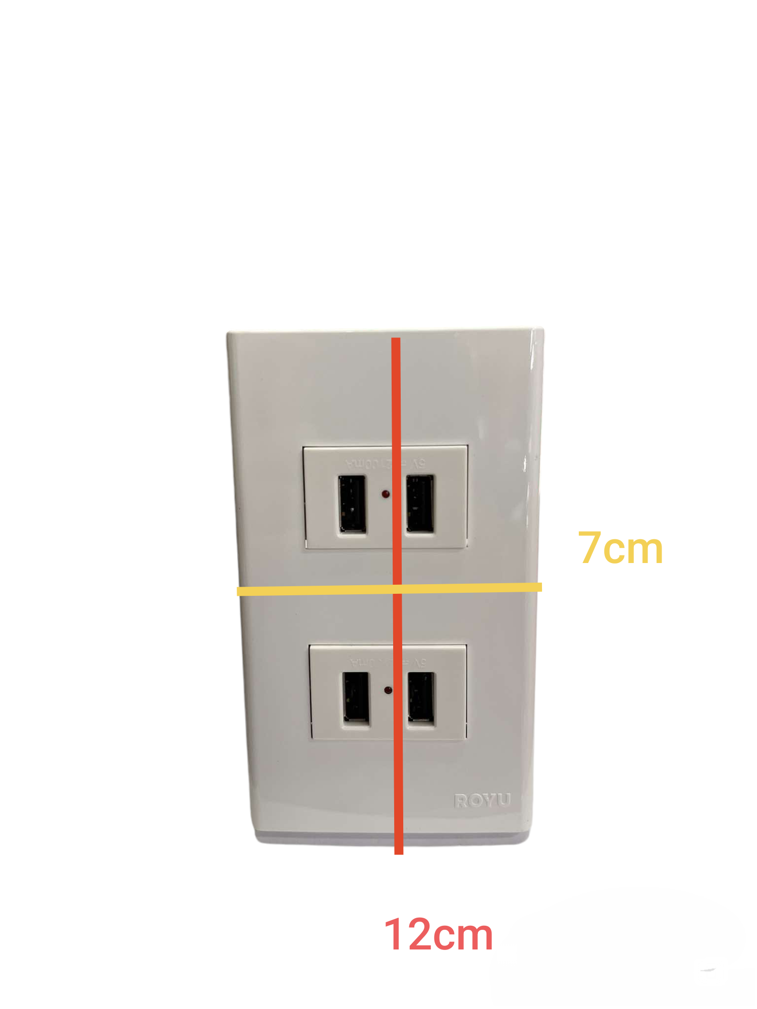 Royu USB Outlet with Plate Cover dual USB charger wall plate in white color