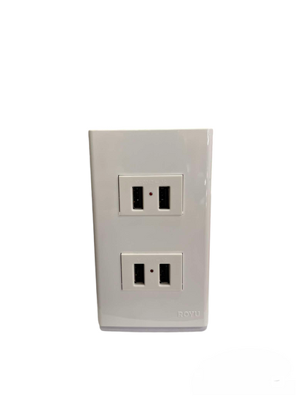 Royu USB Outlet with Plate Cover dual USB wall charger in white with indicator lights