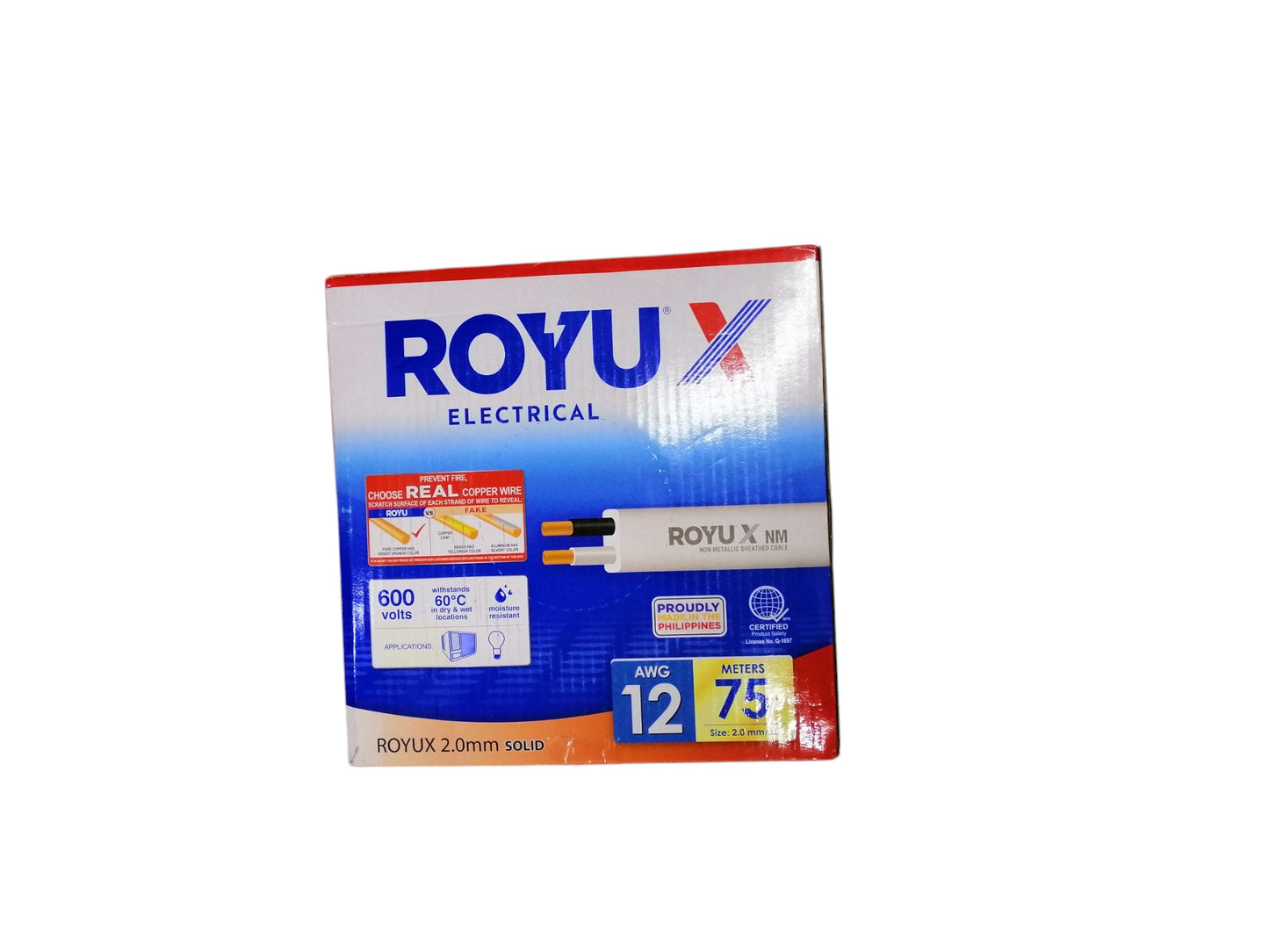 Royu X Cable Management Box for AWG 12 2C duplex solid wire, 600 volt rated for efficient organizing