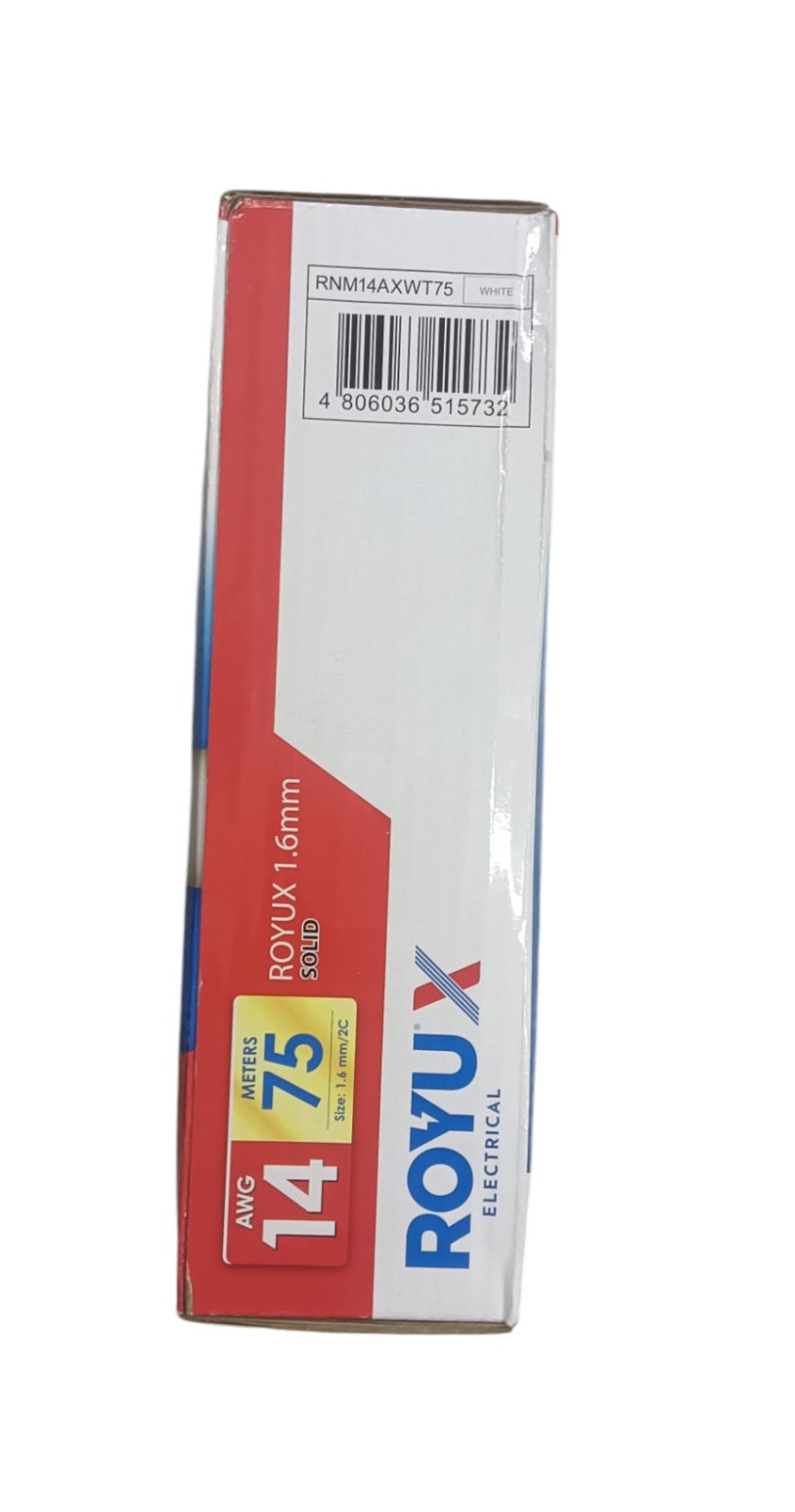 Royu Romex Cable Duplex Flat Solid 2C 75 Meters in a sealed package for electrical projects