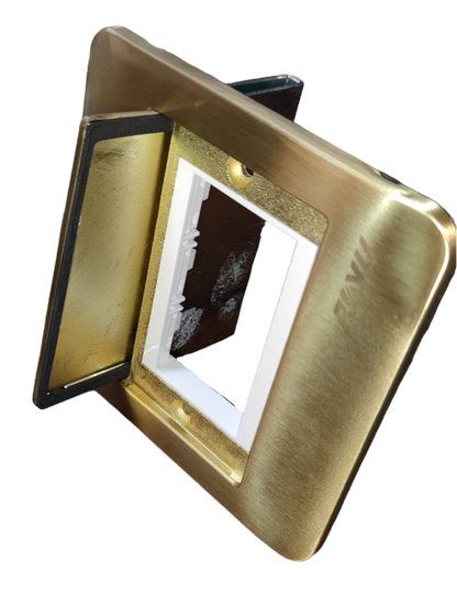 Royu Floor Outlet Fixture Gold For Wide Series with hinged cover and brass finish