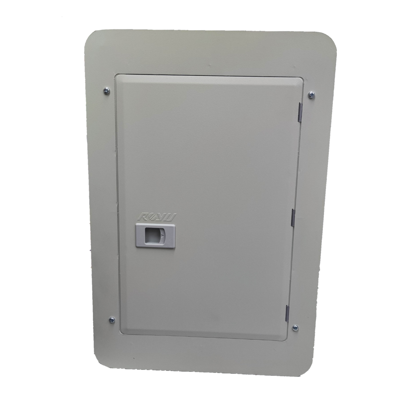 Royu Panel Board 5x5 10 Holes for 2 Pole Plug in white electrical circuit panel with latch door